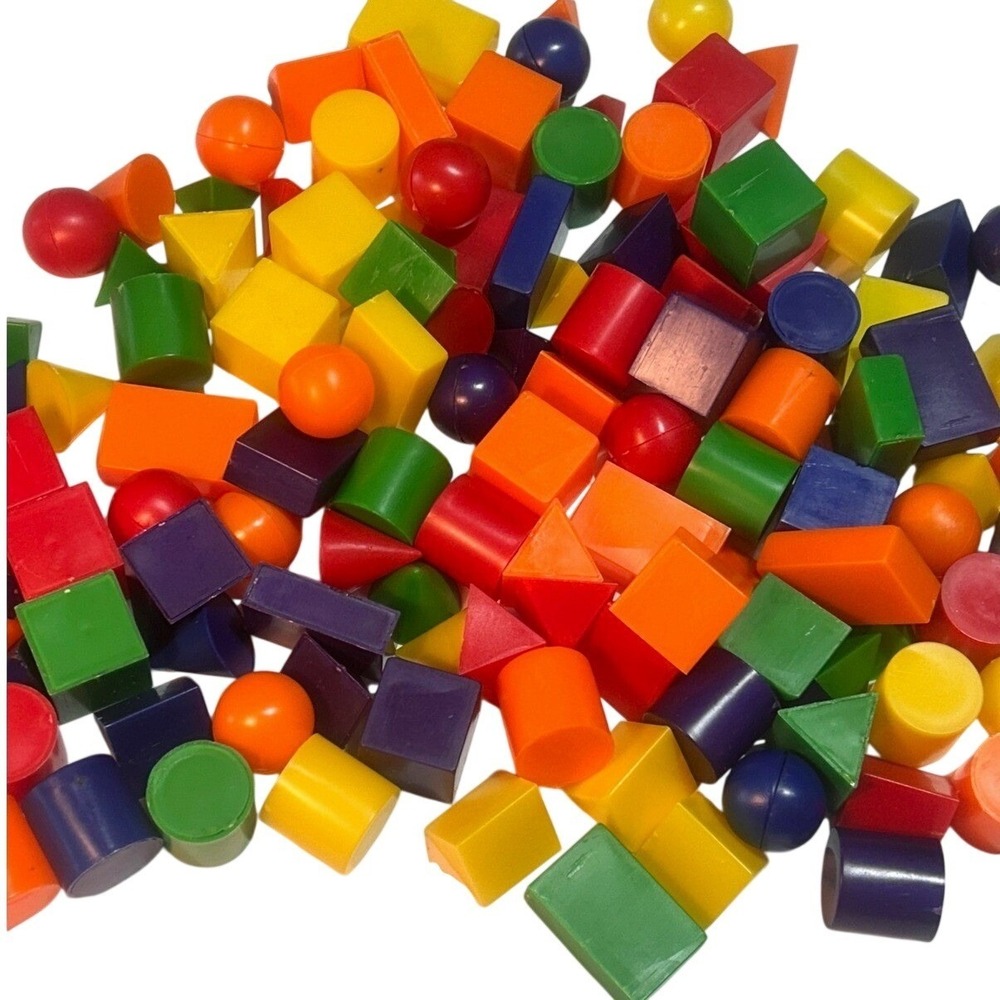 215 Lot 3D Plastic Geometric Shapes Block Math Teacher Manipulative Learning Toy